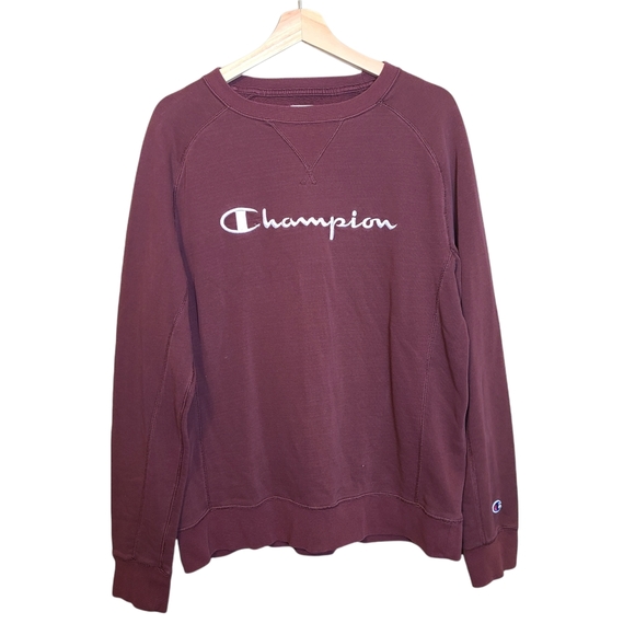 Champion Other - Champion burgundy white long sleeve crew-neck sweatshirt